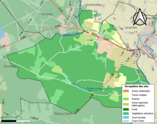 Barevná mapa znázorňující využití půdy.