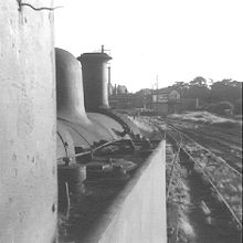 The view from 47231's cab, showing tank top detail, Belpaire firebox, large dome and chimney.