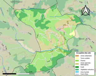 Barevná mapa znázorňující využití půdy.