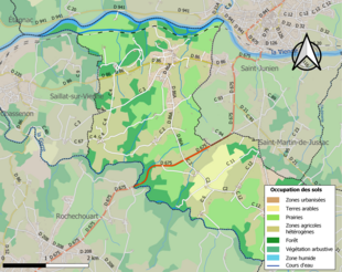 Kolorowa mapa przedstawiająca użytkowanie gruntów.