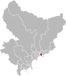 Situation of the canton of Nice-8 in the department of Alpes-Maritimes