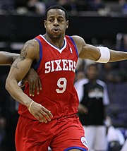 Although the NBA does not allow players to change numbers midseason, Andre Iguodala switched from number 4 to number 9 when Chris Webber arrived to the Sixers in 2005. Andre Iguodala.jpg