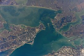 Aerial photo of Aransas Bay and its extensions.