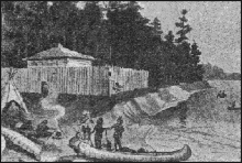 Depiction of Fort Rouille, a French trading post, c. 1750s. Artist's impression of Fort Rouille, near the current site of the CNE, Toronto.gif