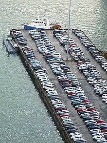 Newly imported cars waiting to be inspected at one of the car yards. Auckland-3725.jpg