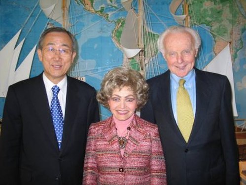 United Nations Secretary-General Ban Ki-moon with Tom and Annette Lantos