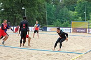 Deutsch: Beachhandball Europameisterschaften 2019 (Beach handball Euro); Tag 3: 4. Juli 2019 – Männer, Hauptrunde Gruppe II, Frankreich-Kroatien 0:2 (16:24, 10:27) English: Beach handball Euro; Day 3: 4 July 2019 – Men Main Round Group II – France-Croatia 0:2 (16:24, 10:27)