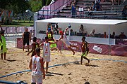 Deutsch: Beachhandball bei den Olympischen Jugendspielen 2018; Tag 4, 10. Oktober 2018; Jungs, Vorrunde, Gruppe A - Spanien-Venezuela 2:0 English: Beach handball at the 2018 Summer Youth Olympics at 10 October 2018 – Boys Preliminary Round Group A – Spain-Venezuela 2:0