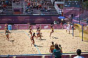 Deutsch: Beachhandball bei den Olympischen Jugendspielen 2018; Tag 4, 10. Oktober 2018; Mädchen, Vorrunde, Gruppe A - Ungarn-Chinese Taipei (Taiwan) 2:0 English: Beach handball at the 2018 Summer Youth Olympics at 10 October 2018 – Girls Preliminary Round Group A‎ – Hungary-Chinese Taipei 2:0