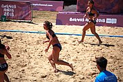 Deutsch: Beachhandball bei den Olympischen Jugendspielen 2018; Tag 4, 10. Oktober 2018; Mädchen, Vorrunde, Gruppe A - Ungarn-Chinese Taipei (Taiwan) 2:0 English: Beach handball at the 2018 Summer Youth Olympics at 10 October 2018 – Girls Preliminary Round Group A‎ – Hungary-Chinese Taipei 2:0