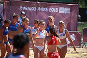 Deutsch: Beachhandball bei den Olympischen Jugendspielen 2018; Tag 4, 10. Oktober 2018; Mädchen, Vorrunde, Gruppe A - Mauritius-Russland 0:2 English: Beach handball at the 2018 Summer Youth Olympics at 10 October 2018 – Girls Preliminary Round Group A – Mauritius-Russia 0:2