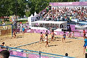 Deutsch: Beachhandball bei den Olympischen Jugendspielen 2018; Tag 3, 9. Oktober 2018; Mädchen, Vorrunde, Gruppe A - Chinese Taipei (Taiwan)-Mauritius 2:0 English: Beach handball at the 2018 Summer Youth Olympics at 9 October 2018 – Girls Preliminary Round Group A‎ – Chinese Taipei-Mauritius 2:0