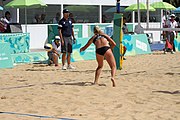 Deutsch: Beachvolleyball bei den Olympischen Jugendspielen 2018; Tag 11, 17. Oktober 2018; Jungen, Spiel um Platz 3 – USA (Devon Newberry/Lindsey Sparks)-Norwegen (Emilie Olimstad/Frida Berntsen) 1:2 (21–1/13–21/9–15) English: Beach volleyball at the 2018 Summer Youth Olympics at 17 October 2018 – Bronze Medal Match – USA (Devon Newberry/Lindsey Sparks)-Norway (Emilie Olimstad/Frida Berntsen) 1:2 (21–1/13–21/9–15)