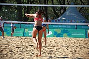 Deutsch: Beachvolleyball bei den Olympischen Jugendspielen 2018; Tag 8, 14. Oktober 2018; Mädchen, Achtelfinale – Bolivien-Puerto Rico 0:2 (18–21/18–21 ) English: Beach volleyball at the 2018 Summer Youth Olympics at 14 October 2018 – Girls Round of 16 – Bolivia-Puerto Rico 0:2 (18–21/18–21 )