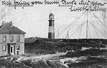 Leuchtturm und Sendemast im Jahr 1909