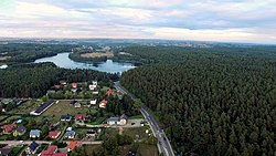 Aerial view of Borowo and Karlikowskie Lake