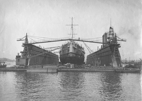 Helgoland in a floating dry dock