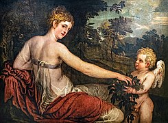 Flora con un amorino in un Paesaggio (Flora with a cupid in a landscape) - Lambert Sustris, Ca' Rezzonico - Pinacoteca Egidio Martini Venice