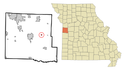 Cass County Missouri Incorporated and Unincorporated areas East Lynne Highlighted.svg