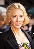 Cate Blanchett won for her portrayal of Katharine Hepburn in The Aviator (2004). Cate Blanchett-0547 (cropped).jpg