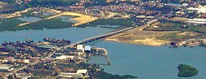 Cebu coastline from the air - Cansaga Bay Bridge (cropped).jpg