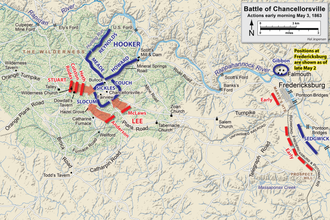Chancellorsville, actions on May 3, dawn to 10 a.m. Chancellorsville May3a.png