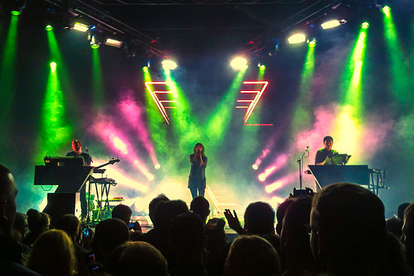 Chvrches performing at Columbiahalle in 2014