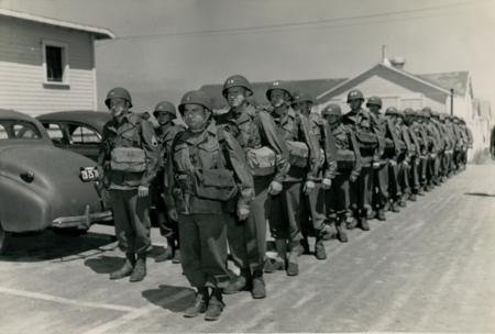 Civil Affairs Staging Area (CASA) soldiers at the Presidio of Monterey march to the field in Spring of 1945. Civil Affairs Staging Area (CASA) Soldiers March to the Field.PNG