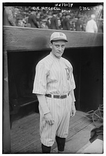 (1922) Clarence Mitchell, Brooklyn Dodgers. Mitchell managed the 1940 Meridian Bears. Clarence Mitchell, Brooklyn NL (baseball) LCCN2014714246.jpg