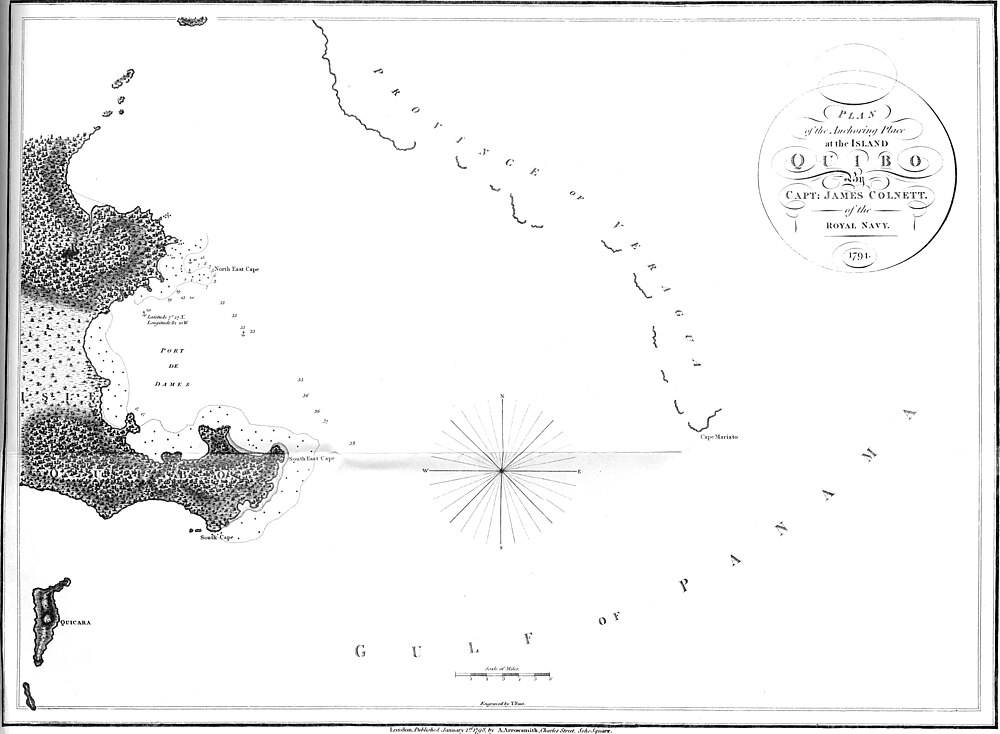 Plan of the Anchoring Place at the Island Quibo by Capt. James Colnett of the Royal Navy. 1794.