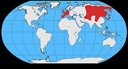 Poblacións de Corvus corone en o mundo