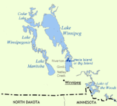 Initial smallpox outbreak area: Gimli, Netley Creek, Big Island (Hecla Island) and Riverton CouncilKeewatinArea.png