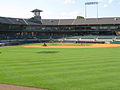 Field and grandstand from center field in July 2009