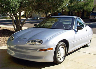 The General Motors EV1, an electric car, was introduced in California in 1996