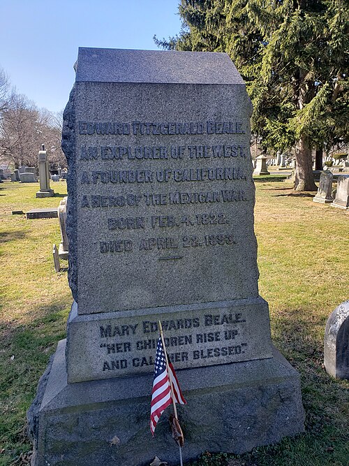 Edward Fitzgerald Beale gravestone in Chester Rural Cemetery