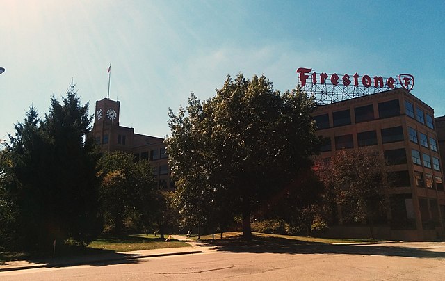 Former Firestone Tire and Rubber Company headquarters in Akron, Ohio.