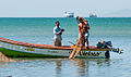 * Nomination Fishermen returning from slaughter in El Guamache, Margarita island --The Photographer 02:37, 4 April 2013 (UTC) * Decline A nice photo, but the crop is unfortunate. Have you some space left at the left side. If not IMHO this photo is not QI. --Tuxyso 11:59, 4 April 2013 (UTC)  Info The composition was not the best, had to capture the moment and I did not have the time or the lens enough to frame, nice review thanks. --The Photographer 13:16, 4 April 2013 (UTC) Agreed, possibly VI but not really QI. Mattbuck 20:50, 9 April 2013 (UTC)