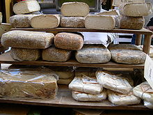 Cheese in a market in Italy Formaggi.JPG