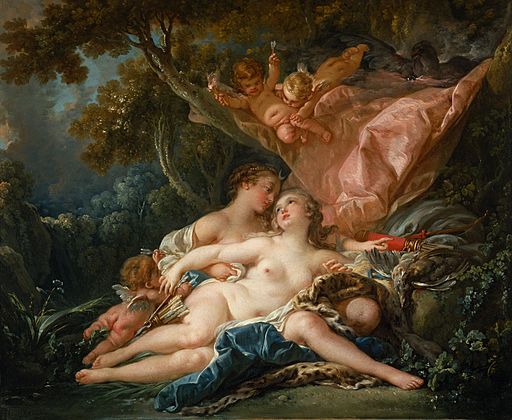 Jupiter in the Guise of Diana, and the Nymph Callisto" by François Boucher