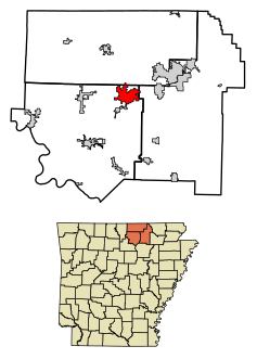 Fulton County and Izard County and Sharp County Arkansas Incorporated and Unincorporated areas Horseshoe Bend Highlighted 0533370.svg