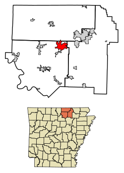Location of Horseshoe Bend in Fulton County and Izard County and Sharp County, Arkansas.