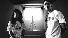 Susan Gamble and Michael Wenyon, Nagoya, Japan, 1989, with 'Zone One' from 'The Heavens'. Gamble-Wenyon Nagoya.jpg