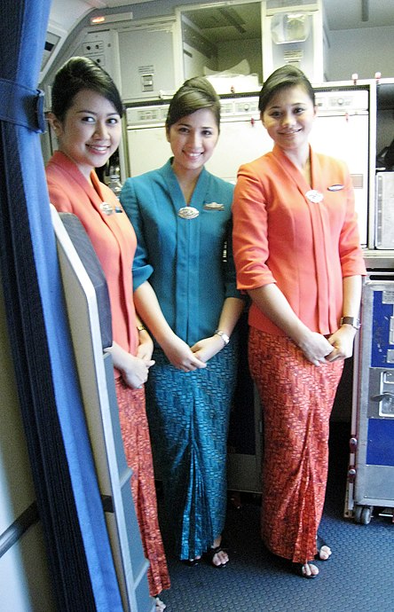 The new Garuda Indonesia flight attendant uniforms, featuring kebaya and parang gondosuli batik