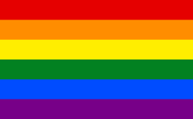 Six-colored flag: red, orange, yellow, green, blue and purple