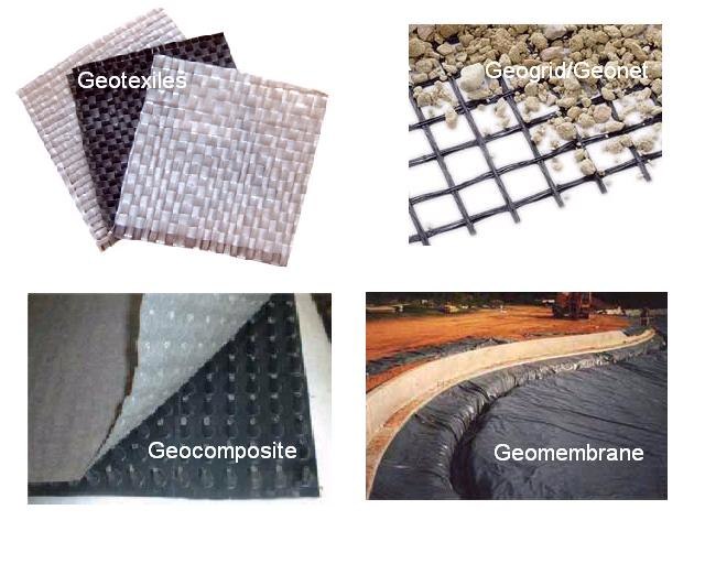 A collage of geosynthetic products.