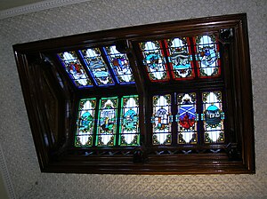 Stained glass in Geilsland House. Gielsland ornamental glass windows.JPG