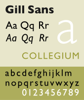 A sampler for the Gill Sans typeface