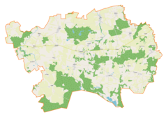 Mapa konturowa gminy Godkowo, na dole znajduje się punkt z opisem „Klekotki”