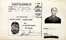 A card used to identify a Grand Rapids furniture worker Grand Rapids Industries Inc. employee ID card.jpg