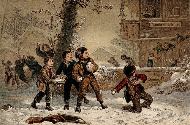 640px-Groups_of_children_are_playing_in_the_snow_and_throwing_snow_Wellcome_V0039334.jpg (640×422)